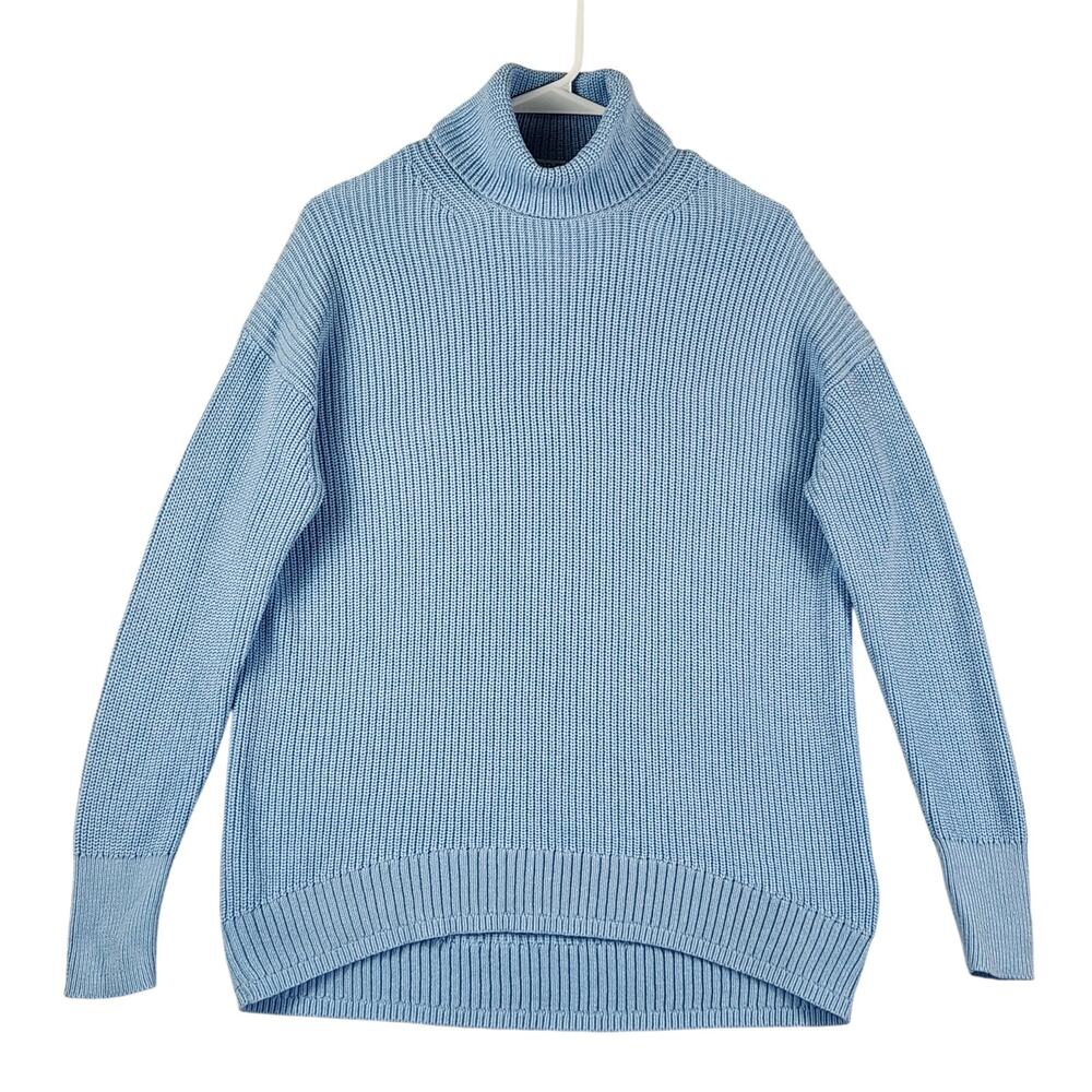 J. Crew Women's Light Blue Turtleneck Knit Pullover Sweater Cotton/Cashmere XXS